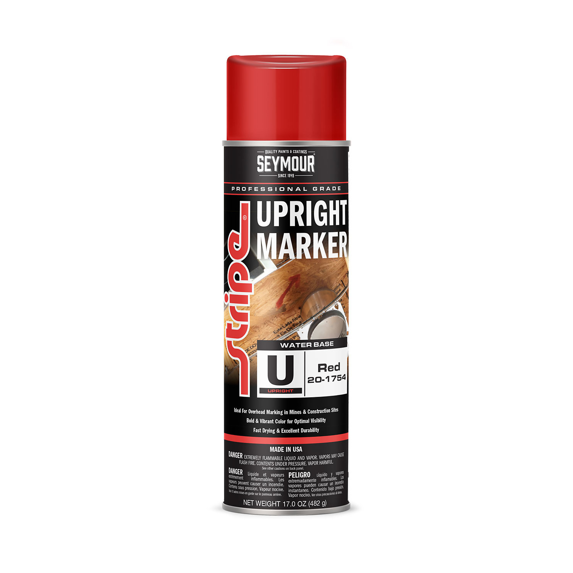 Seymour Upright Marking Paint, Red Fluorescent, 12ct. Case, 20-oz. Cans, Model# 20-1754 CS